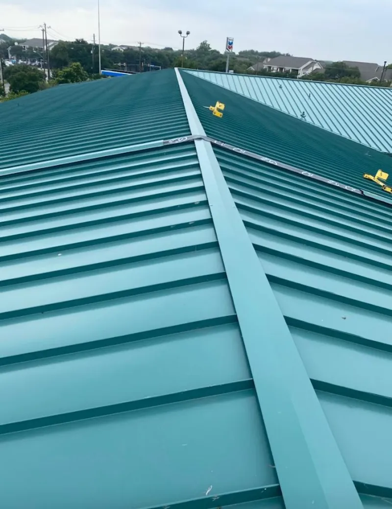 Green commercial metal roof ridge and valley for Metal Roof Repair in Pepper Pike